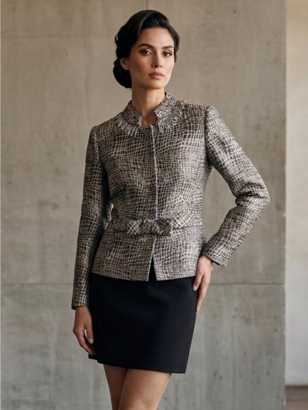 Vintage ARMANI Collezioni Women’s Patterned Peplum Blazer (Retail $1,300 USD)